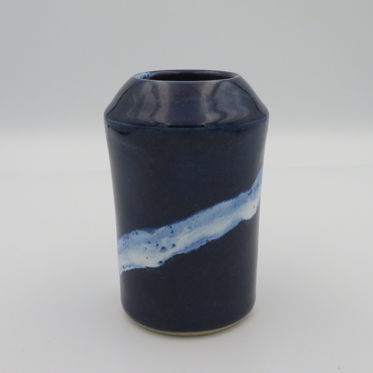 Narrow Rim Angular Vase - Sea Foam Spiral