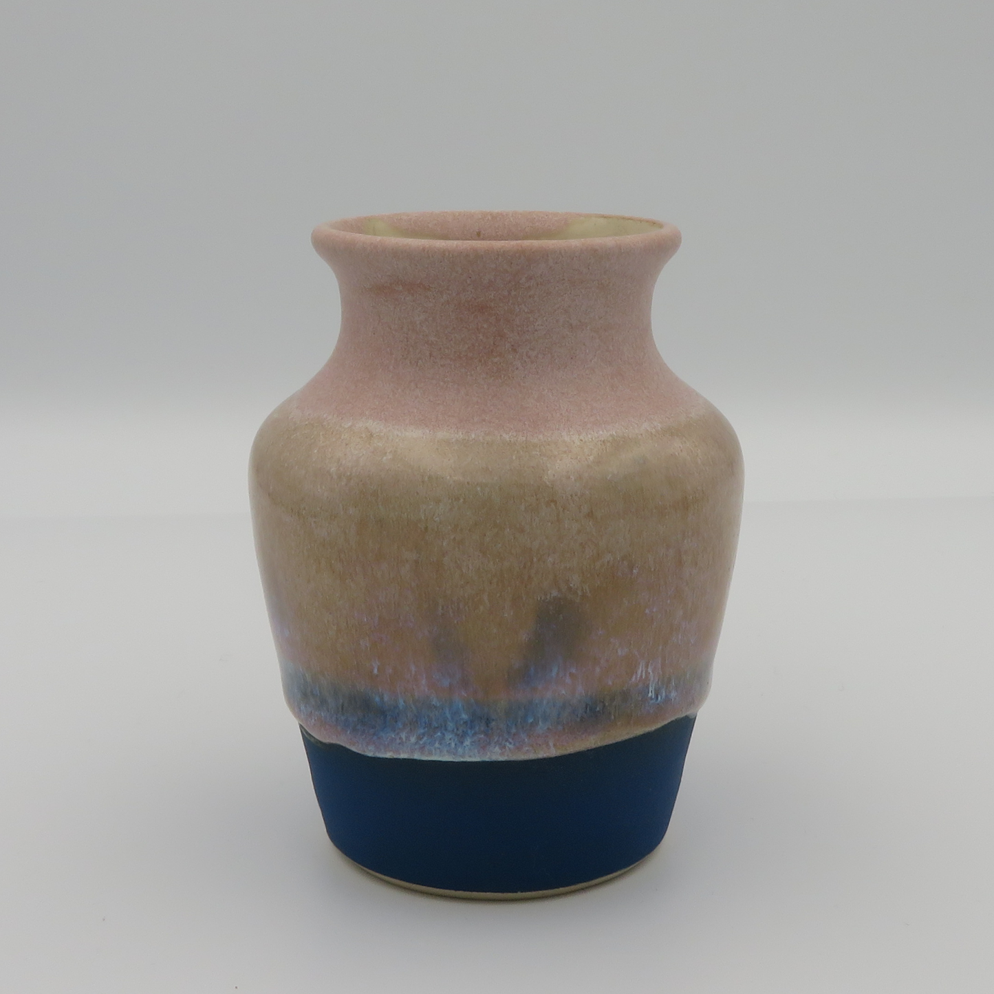Narrow Rim Rounded Vase - Pink with Matt Blue Base