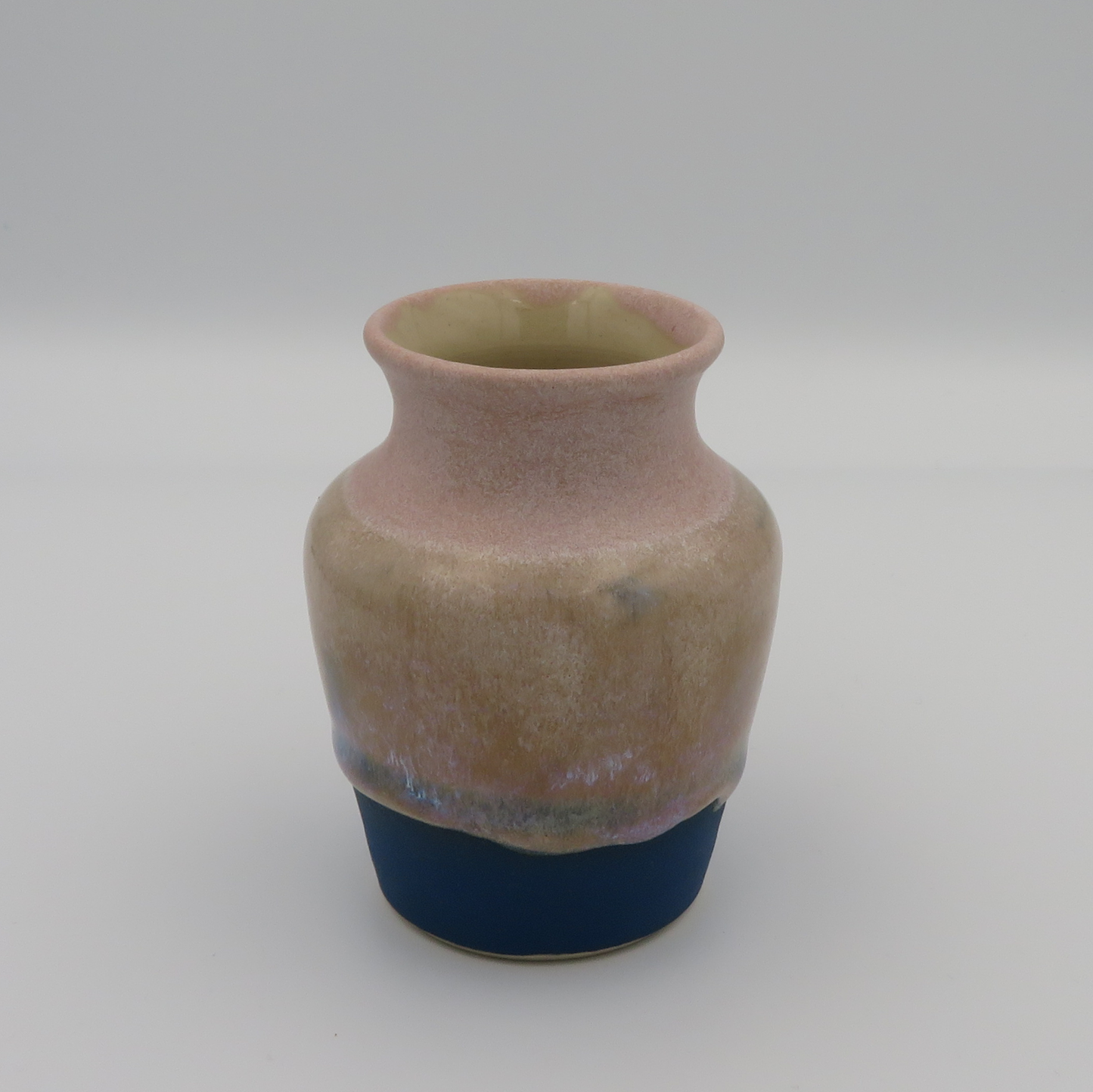 Narrow Rim Rounded Vase - Pink with Matt Blue Base