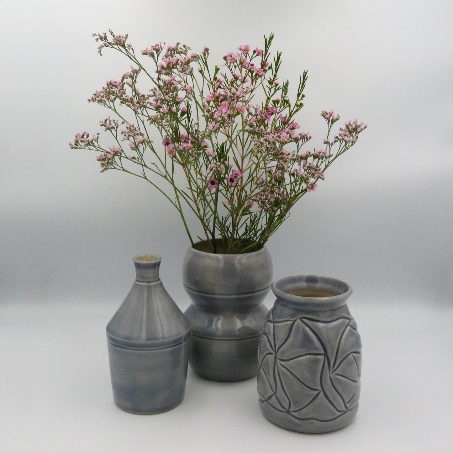 Wide Rounded Vase - Lilac Grey