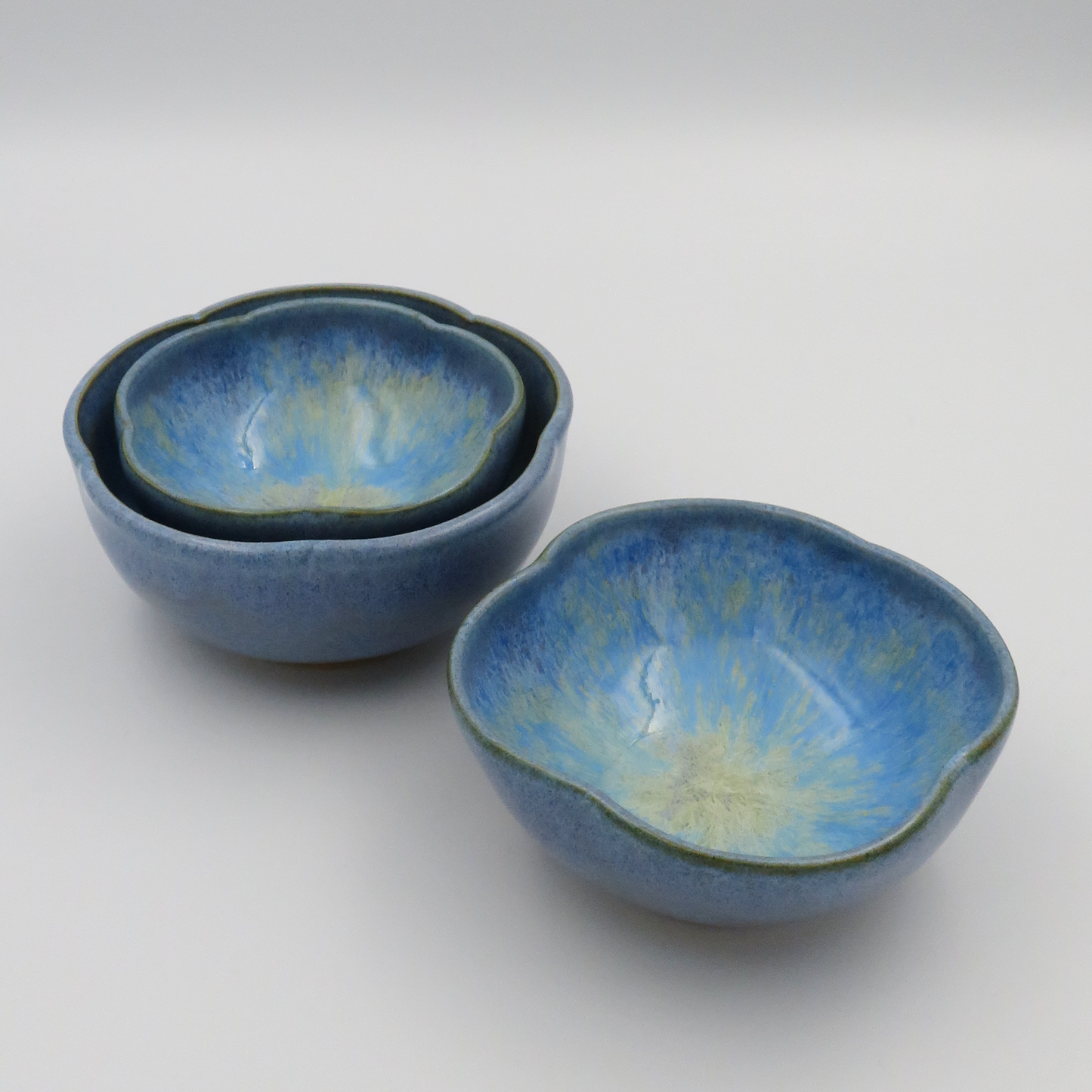 Nested 5-Petal Bowls - Light Blue