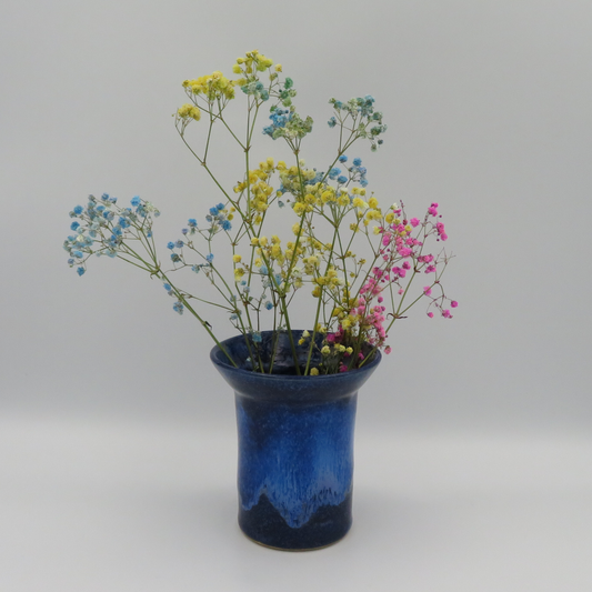 Wide Rim Vase - Deep Blue Flow