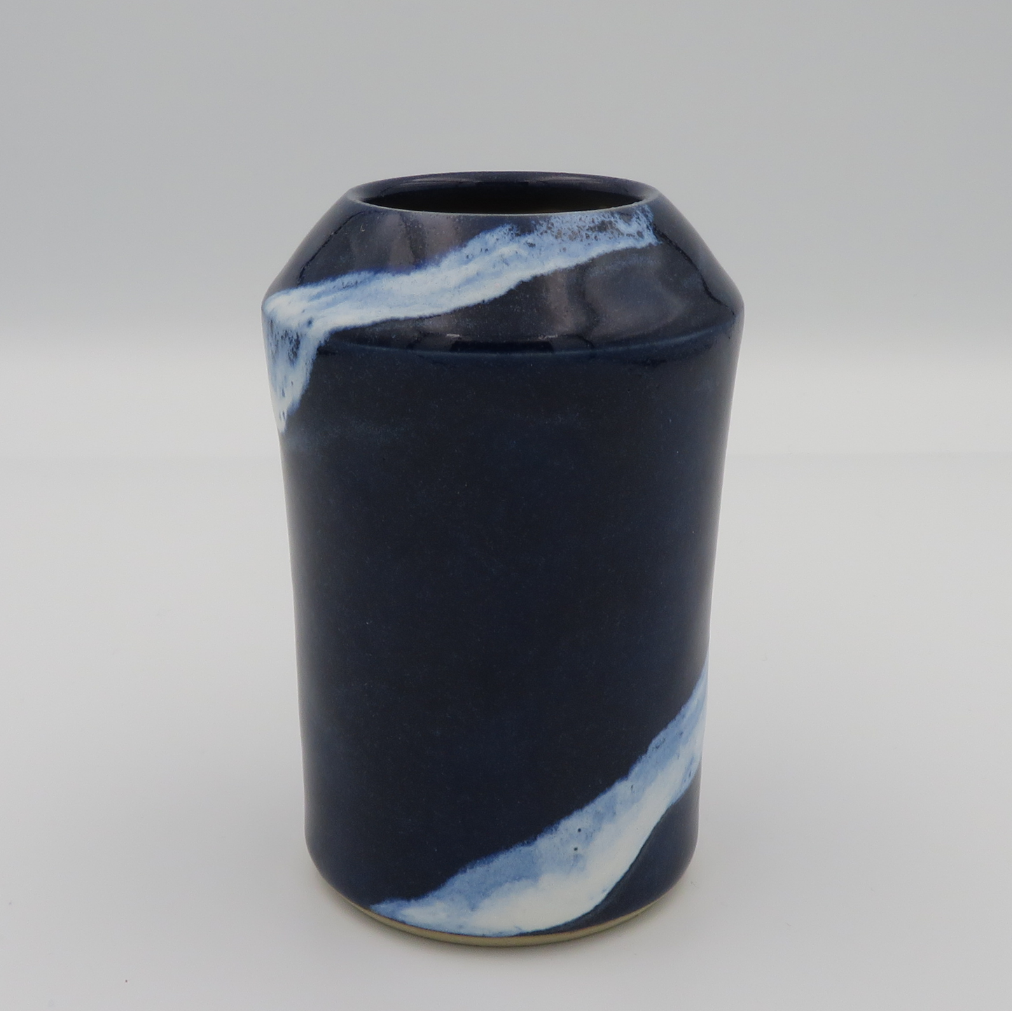 Narrow Rim Angular Vase - Sea Foam Spiral