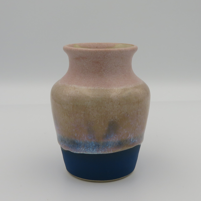 Narrow Rim Rounded Vase - Pink with Matt Blue Base