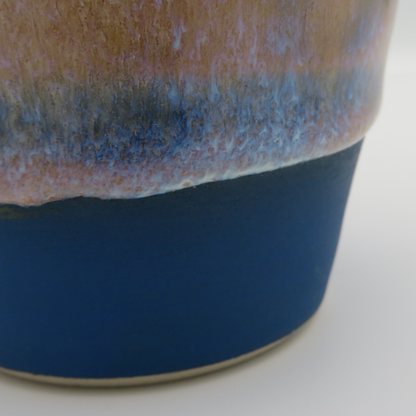 Narrow Rim Rounded Vase - Pink with Matt Blue Base