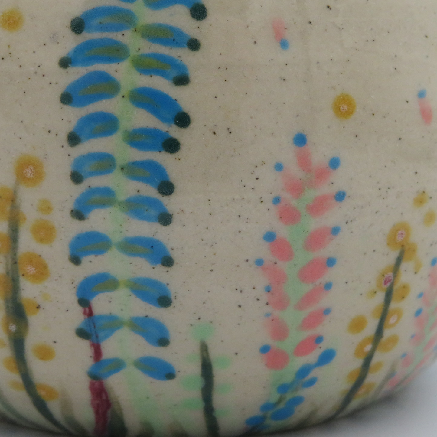 Narrow Rim Rounded Vase - Handpainted Floral