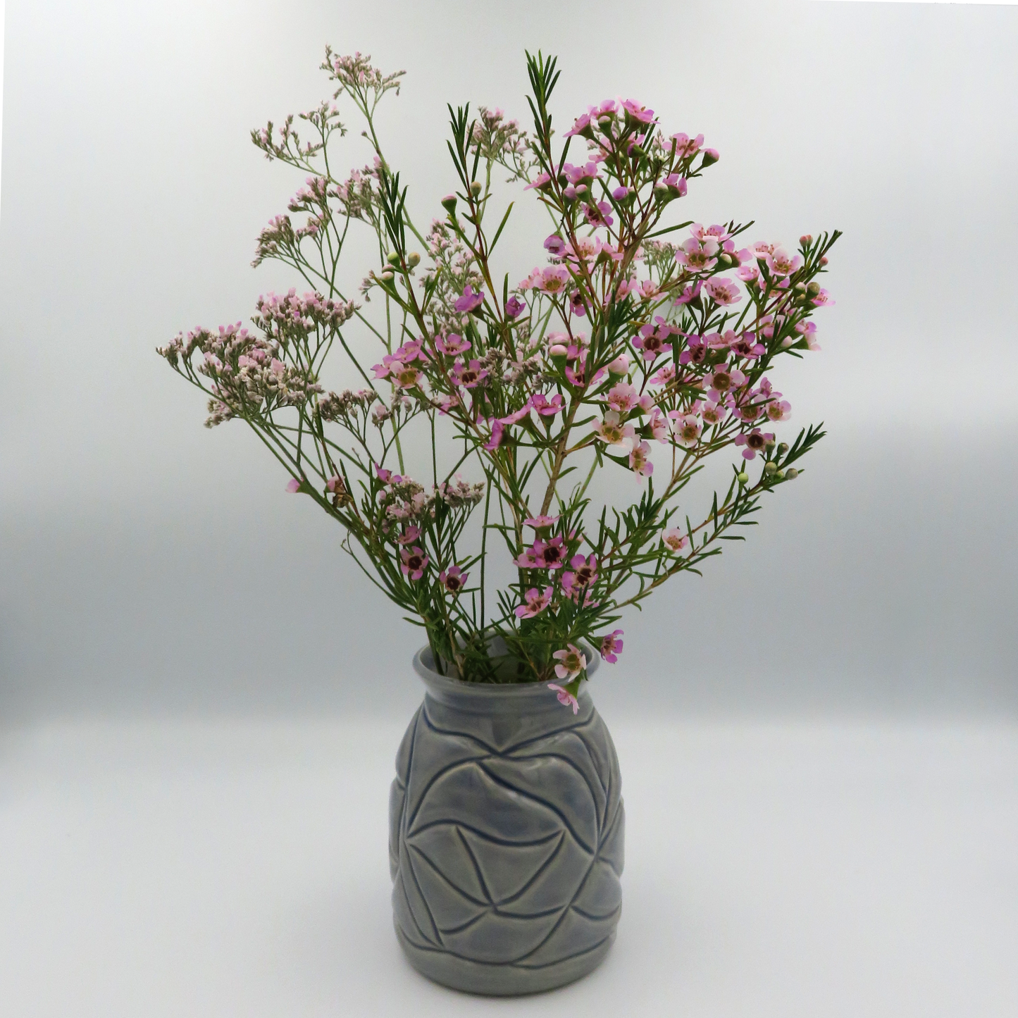 Cylindrical Carved Vase - Lilac Grey - Second