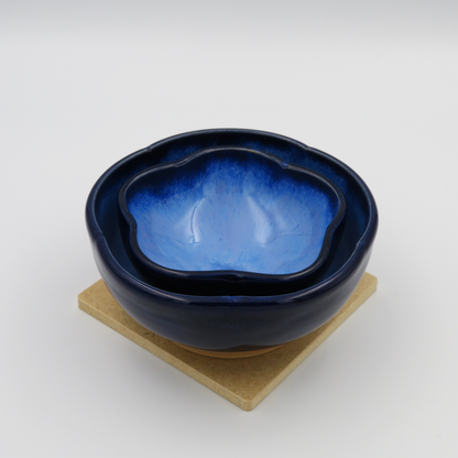 Nested 5-Petal Bowls - Deep Blue