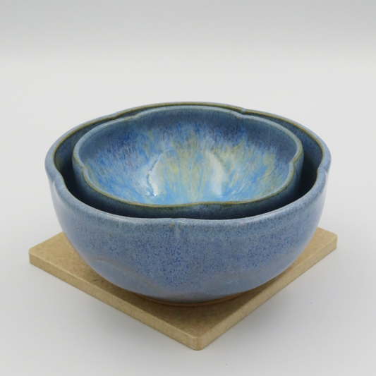 Nested 5-Petal Bowls - Light Blue