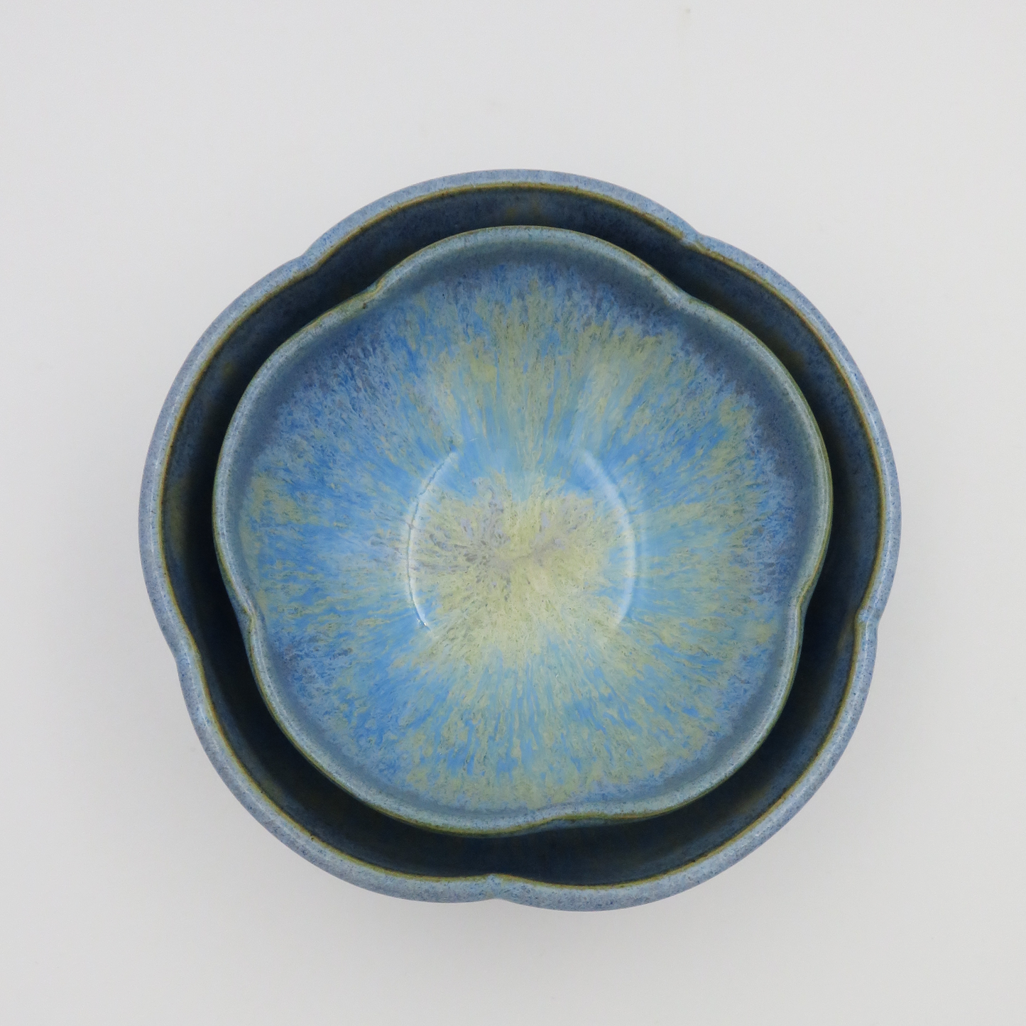 Nested 5-Petal Bowls - Light Blue